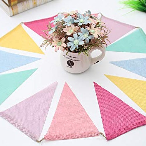 Juland 24 Flags Multicolor Pennant Banner Triangle Flag Bunting fo...