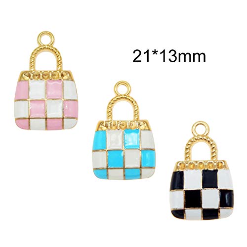 60Pcs Mixed Women Fashion Purse Charm Enamel Black Blue Pink for J...