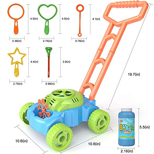 JUMELLA Lawn Mower Bubble Machine for Kids - Automatic Bubble Mowe...