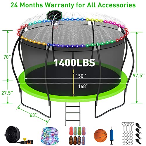 Jump Into Fun 1500LBS 16FT 15FT 14FT 12FT Tranpoline for Adults Ki...