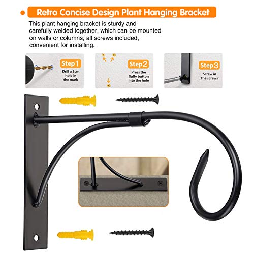 JUNBEI Wall Mount Plant Hanging Bracket, 11 Inches Hanging Plant H...
