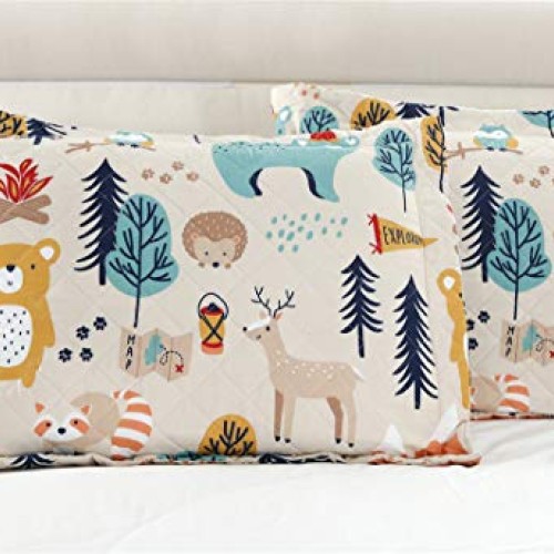 Kids Quilt Bedspreads Full/Queen Size Bear Bedding Set,3Pcs Forest...