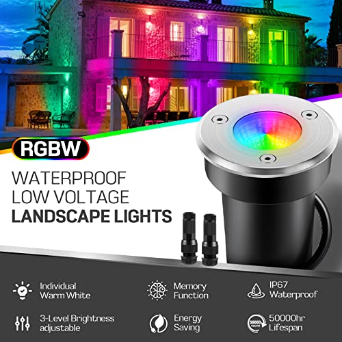 Junview Low Voltage Landscape Lights RGB and Warm White LED Well L...