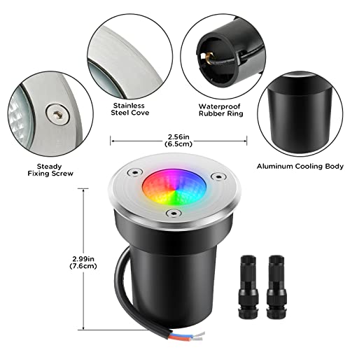 Junview Low Voltage Landscape Lights RGB and Warm White LED Well L...