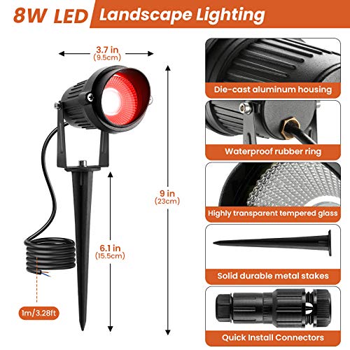 Junview RGB Color Changing Landscape Lights with Connectors 12V-24...