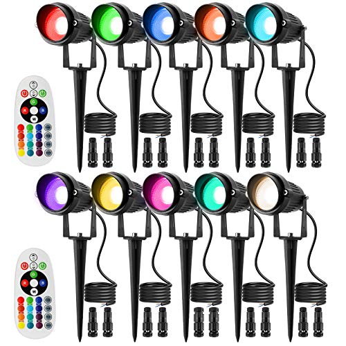 Junview RGB Color Changing Landscape Lights with Connectors 12V-24...