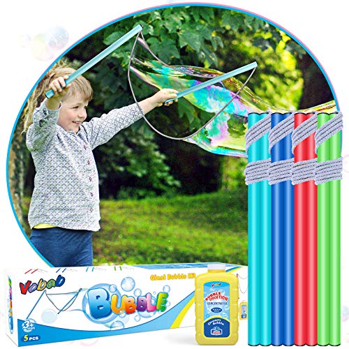 JUOIFIP 4 Giant Bubble Wands + 16.9 Fl oz Bubble Refill Kit for Bu...