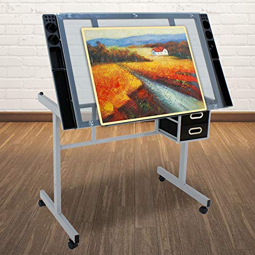 JupiterForce Adjustable Drafting Table Drawing Desk Height Art Cra...