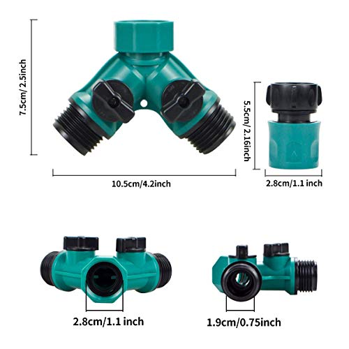JUSONEY 2 Way Garden Hose Splitter - Hose Y Splitter with 2 Valve,...