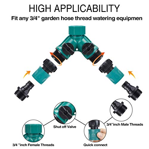 JUSONEY 2 Way Garden Hose Splitter - Hose Y Splitter with 2 Valve,...