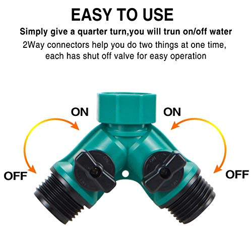 JUSONEY 2 Way Garden Hose Splitter - Hose Y Splitter with 2 Valve,...