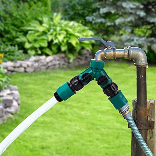 JUSONEY 2 Way Garden Hose Splitter - Hose Y Splitter with 2 Valve,...