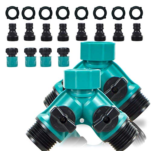 JUSONEY 2 Way Garden Hose Splitter - Hose Y Splitter with 2 Valve,...