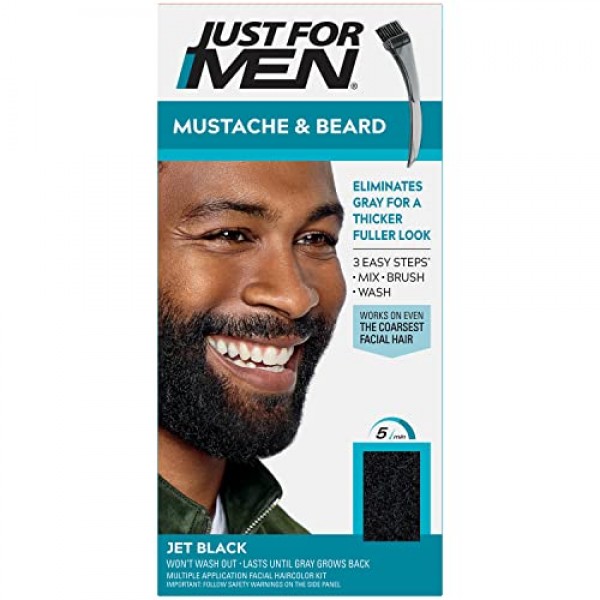 Just For Men Mustache & Beard, Beard Dye for Men with Brush Includ...