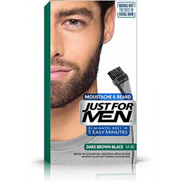 Just For Men Mustache & Beard Brush-In Color Gel, Dark Brown Pack...