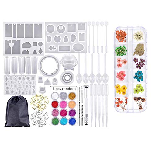 83 Pieces of DIY Crystal Silicone Mold +12 Color Dried Flowers Jew...