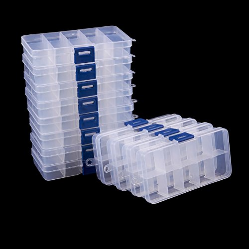 Clear Jewelry Box - 12-Pack Plastic Bead Storage Container, Earrin...