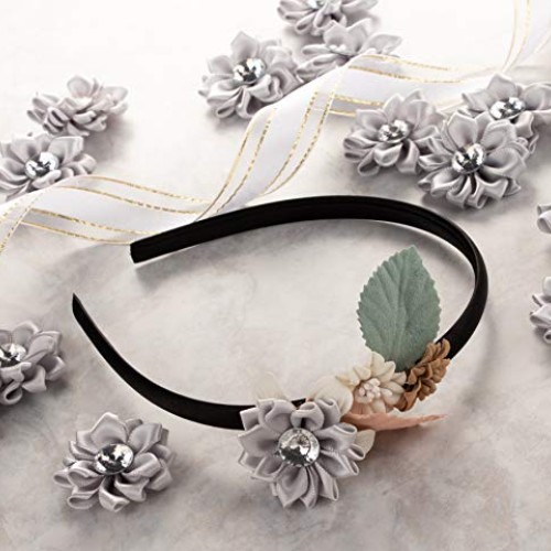 Craft Flowers - 60-Pack Flower Embellishments with Rhinestone, 1.5...