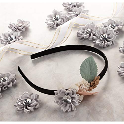 Craft Flowers - 60-Pack Flower Embellishments with Rhinestone, 1.5...