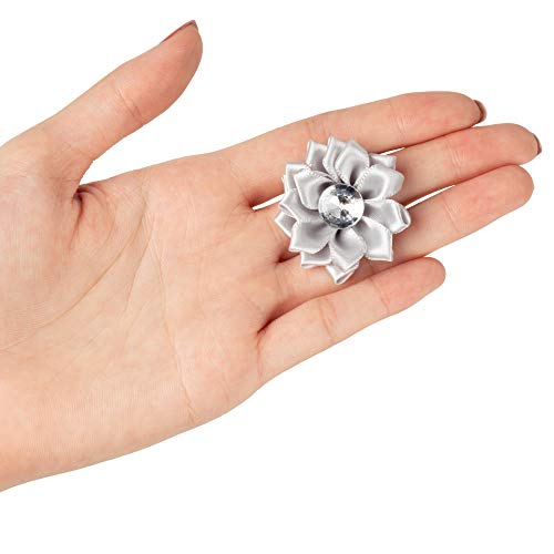 Craft Flowers - 60-Pack Flower Embellishments with Rhinestone, 1.5...