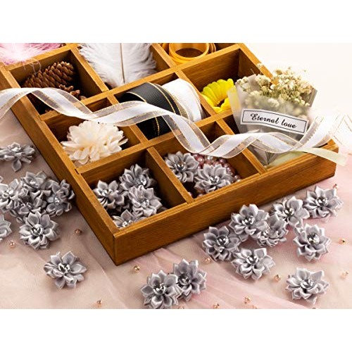 Craft Flowers - 60-Pack Flower Embellishments with Rhinestone, 1.5...