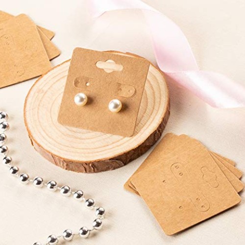 Earring Cards - 200-Pack Hanging Earring Card Holder, Kraft Paper ...