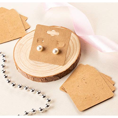 Earring Cards - 200-Pack Hanging Earring Card Holder, Kraft Paper ...