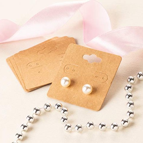 Earring Cards - 200-Pack Hanging Earring Card Holder, Kraft Paper ...