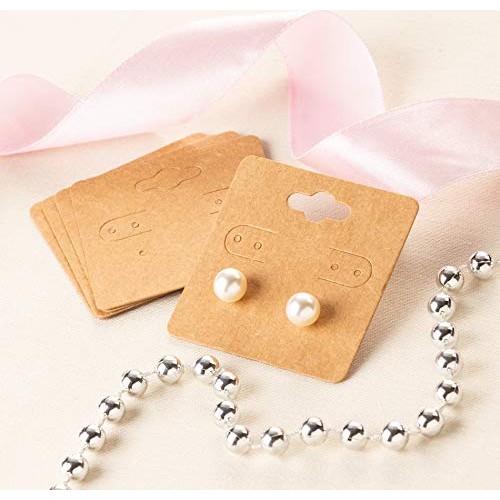 Earring Cards - 200-Pack Hanging Earring Card Holder, Kraft Paper ...