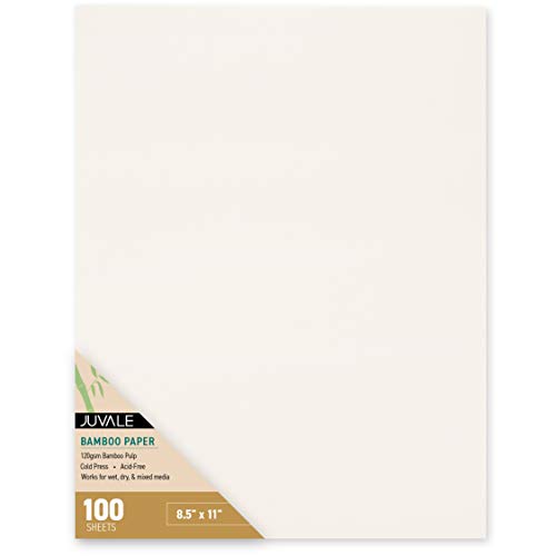 Juvale 100-Sheets 8.5 x 11 Inch Bamboo Cold Press Art Paper for Mi...