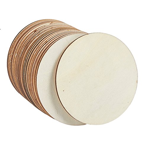 Juvale 24-Pack Unfinished 4-Inch Wood Circle Cutouts for Coasters,...