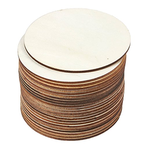 Juvale 24-Pack Unfinished 4-Inch Wood Circle Cutouts for Coasters,...