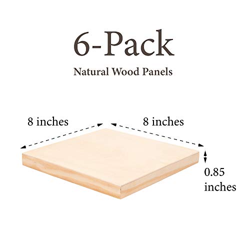 Juvale Wood Canvas, Panel Boards for Painting 8 x 8 in, 6-Pack