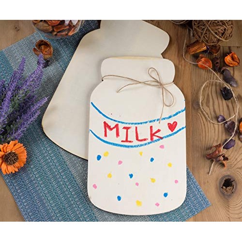 Unfinished Wood Cutout - 6-Pack Mason Jar Shaped Wood Pieces for W...