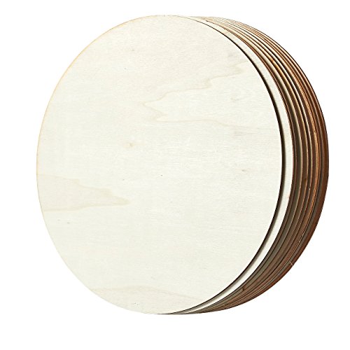 Wooden Cutouts for Crafts, Wood Circles, 0.1 inch Thick 10 in, 10...