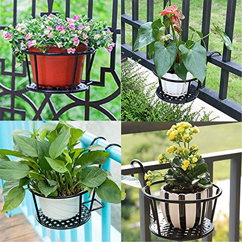 JWShang 2 Pack Hanging Rail Planter Baskets, Iron Hanging Baskets ...