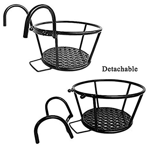 JWShang 2 Pack Hanging Rail Planter Baskets, Iron Hanging Baskets ...