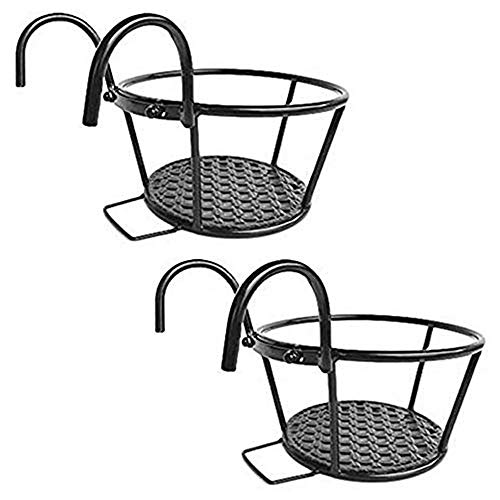 JWShang 2 Pack Hanging Rail Planter Baskets, Iron Hanging Baskets ...