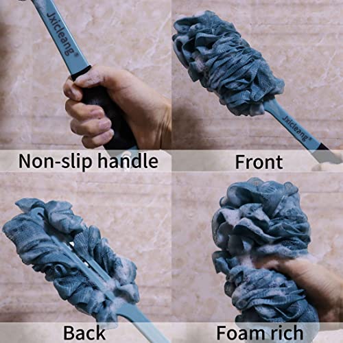Jxicleang Back loofah with non-slip long handle, 1 Pcs Soft Mesh P...