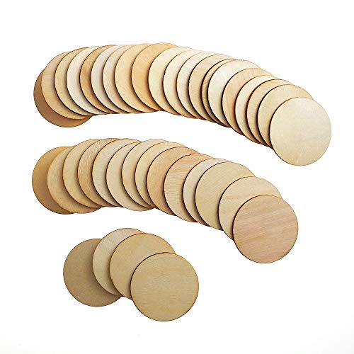 Jyongmer 100 Pieces Unfinished Wood Circle - 2 inch Round Disc Bla...