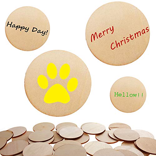 Jyongmer 100 Pieces Unfinished Wood Circle - 2 inch Round Disc Bla...