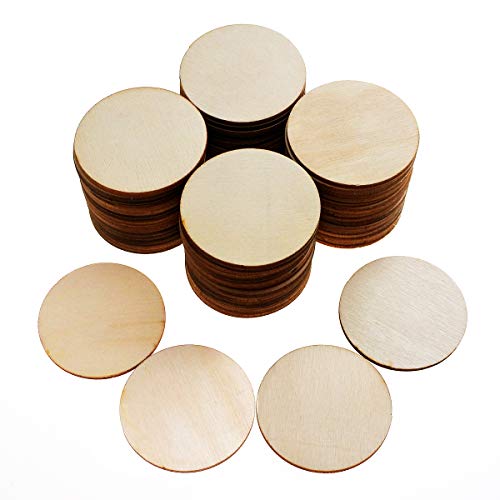 Jyongmer 100 Pieces Unfinished Wood Circle - 2 inch Round Disc Bla...