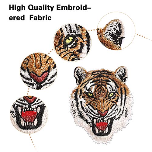 JZHBEI 3PCS Tiger Iron On Patches, Cute Embroidered Sew On Appliqu...