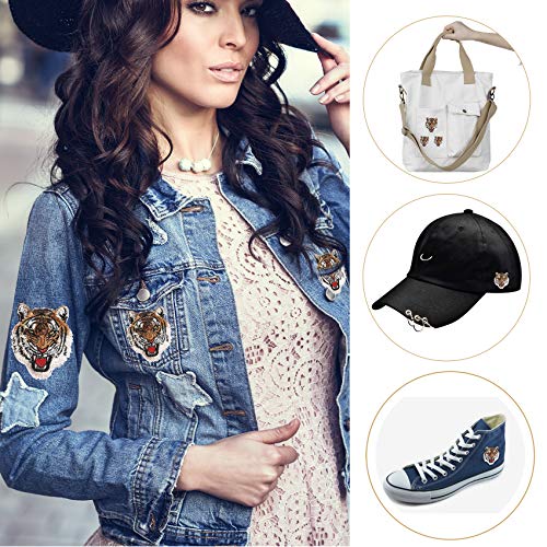 JZHBEI 3PCS Tiger Iron On Patches, Cute Embroidered Sew On Appliqu...