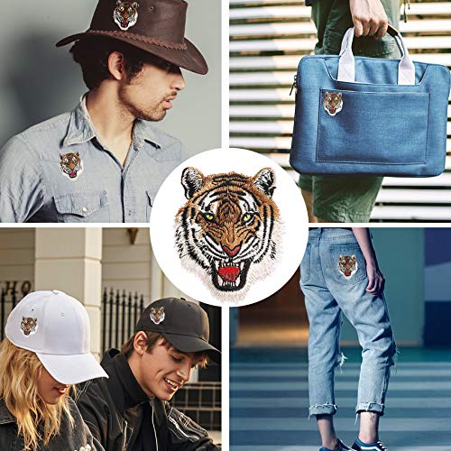 JZHBEI 3PCS Tiger Iron On Patches, Cute Embroidered Sew On Appliqu...