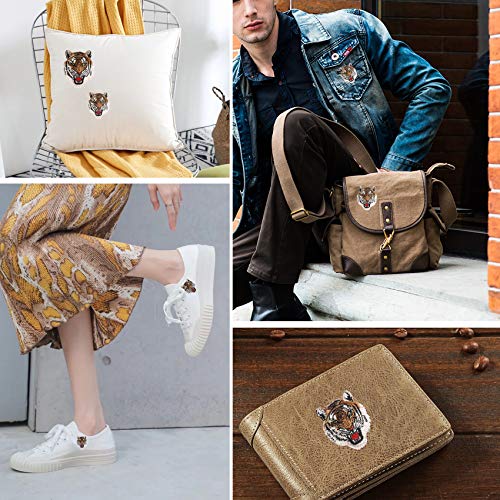 JZHBEI 3PCS Tiger Iron On Patches, Cute Embroidered Sew On Appliqu...