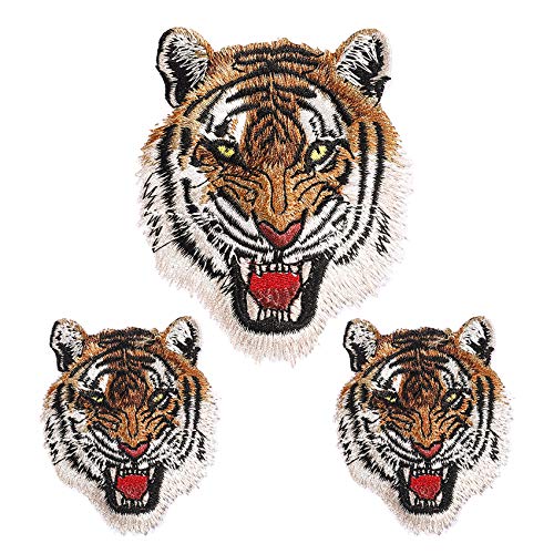 JZHBEI 3PCS Tiger Iron On Patches, Cute Embroidered Sew On Appliqu...