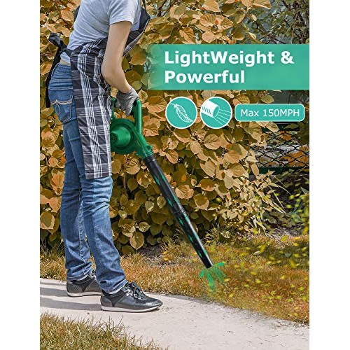 KIMO 20V Cordless Leaf Blower, 2-in-1 Battery Powered Sweep/Vacuum...