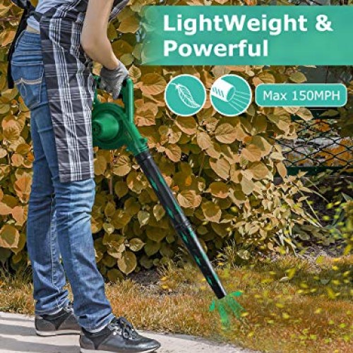 KIMO 20V Cordless Leaf Blower, 2-in-1 Battery Powered Sweep/Vacuum...