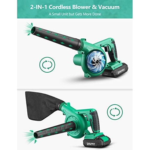KIMO 20V Cordless Leaf Blower, 2-in-1 Battery Powered Sweep/Vacuum...